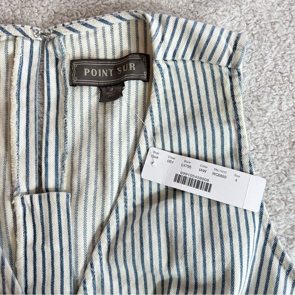 J. Crew Point Sur Women's Striped Jumpsuit Size 4 NWT Denim Wide Leg Tailored - Picture 6 of 15